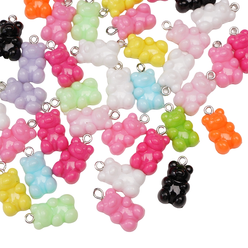 5-10 ชิ้น 11*21 มม.น่ารักอะคริลิค Candy Gummy Bear จี้ต่างหูสร้อยคอ Key Chains สําหรับผลการค้นหาเครื่องประดับ DIY อุปกรณ์เสริม