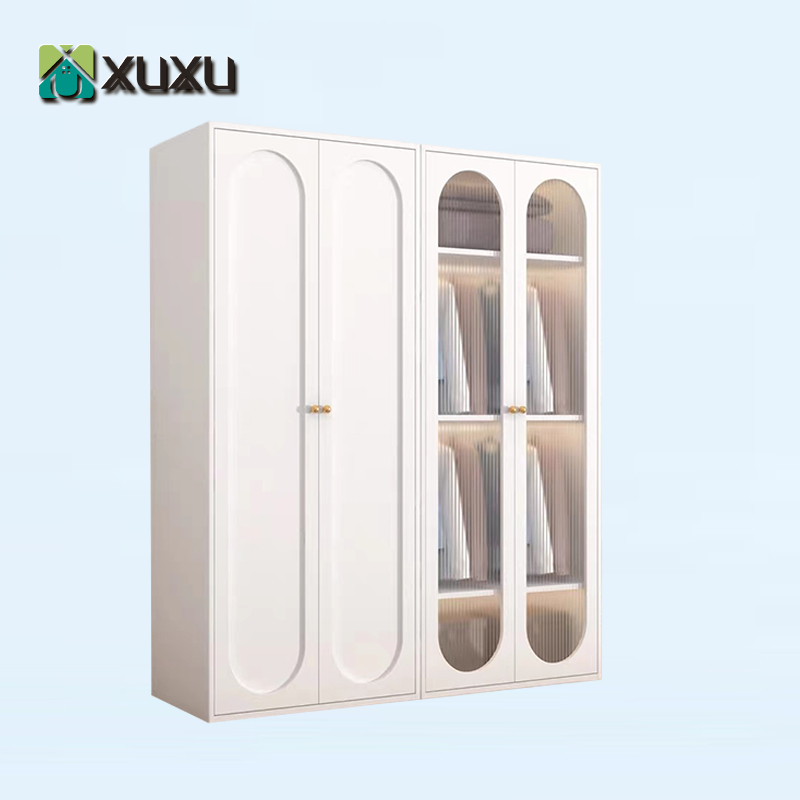 XUXU ตู้เสื้อผ้า 2 บาน ตู้เหล็ก สไตล์ครีม ติดตั้งง่าย ประตูใสโปร่งแสงมองเห็นด้านในได้ สไตล์โมเดิร์น เหมาะกับการแต่งห้องทุกสไตล์ Wardrobe