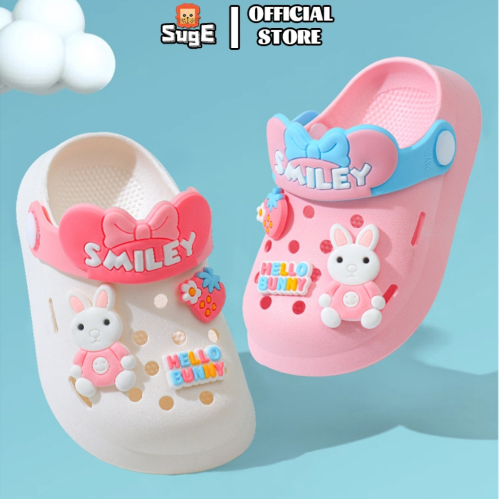 SUGE รองเท้าลำลองเด็กลายการ์ตูน พื้นกันลื่น มีสายรัดส้น น่ารัก