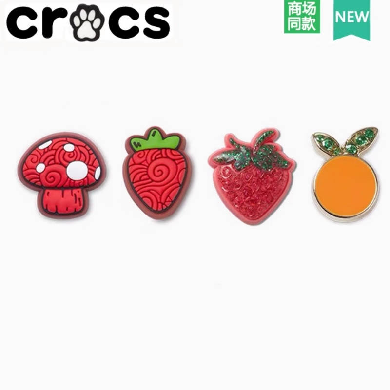 Crocs สไตล์ใหม่ crocs รองเท้าดอกไม้ หัวเข็มขัดรองเท้า Carlochi อุปกรณ์เสริมรองเท้า สนุก ลายเกลียว เห็ด สตรอเบอร์รี่