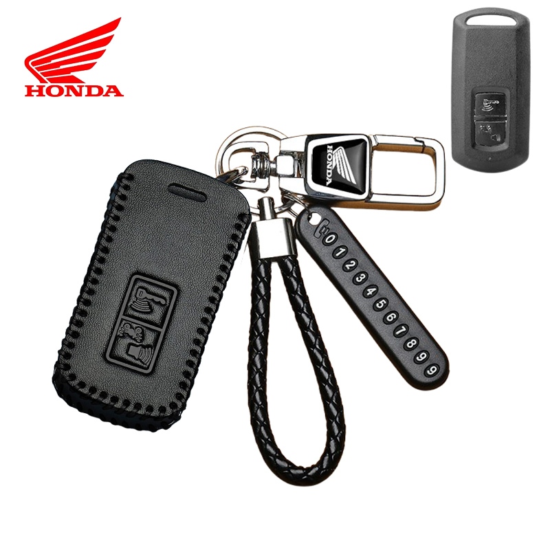 เคสกุญแจรีโมทหนังแท้ Honda เข้ากันได้กับ Honda Vario/Air Blade 2018/Lead125(2020)/Scoopy 2021/click 150i/Scoopy-i 2020-21/lead 2019(VN) พวงกุญแจฝาครอบกุญแจ