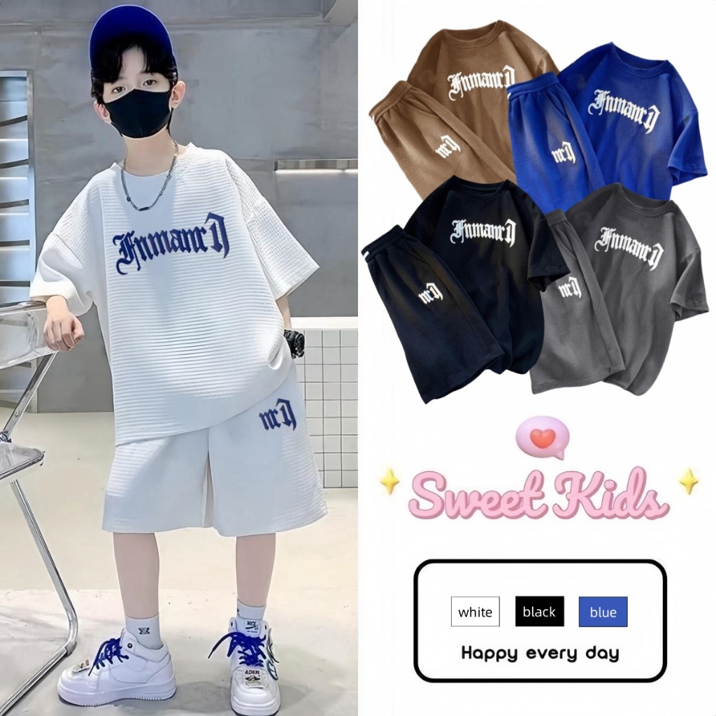 SweetKids พร้อมส่งจากกทม🌸ชุดเซ็ทเด็กแฟชั่น🍓ชุดสูทเด็กผู้ชายสองชิ้น ชุดกีฬาแขนสั้นแห้งเร็ว ลำลองฤดูร้อน สไตล์เกาหลี ใส่สบาย