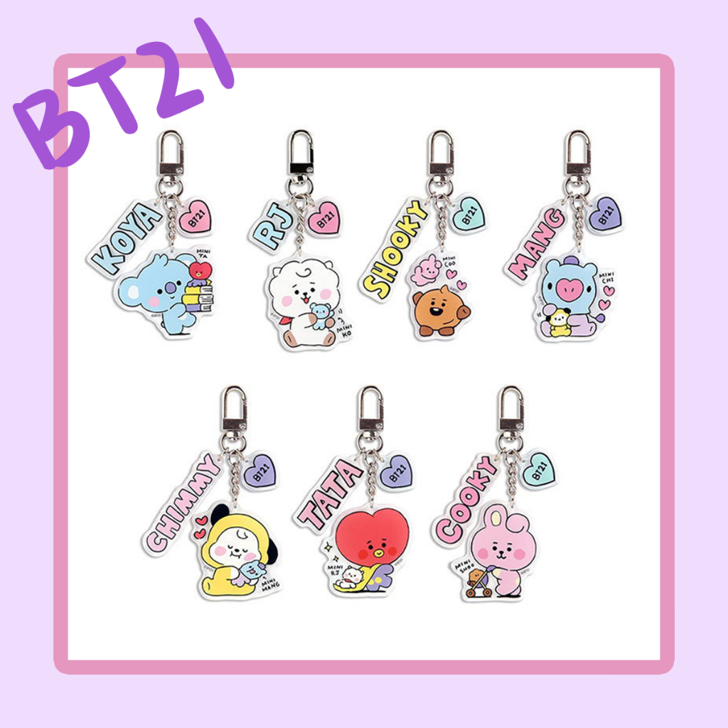 Koop BTS BT21 พวงกุญแจการ์ตูน BTS ผู้ชายผู้หญิงคู่พวงกุญแจญี่ปุ่นเกาหลี Idol Group Star สินค้าของที่