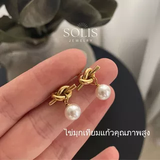 ต่างหูPearl Stud Dangle กันน้ําและไม่อักเสบสำหรับผู้หญิง ER378