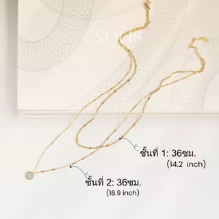 * กันน้ำ * ชุบทอง 18K โซ่ สร้อยคอจี้เปลือกหอยธรรมชาติ 2 ชั้น * แท้ สแตนเลสไทเทเนียม 316L * สร้อยคอยาวแฟชั่นผู้หญิง สร้อยคอเท่ๆ