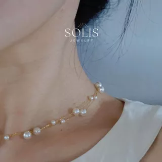สร้อยคอไข่มุก 2 ชั้น • ชุบทอง 18K สเตนเลสไททาเนียมแท้ 316L • แฟชั่นผู้หญิง งานแต่งงาน NL214