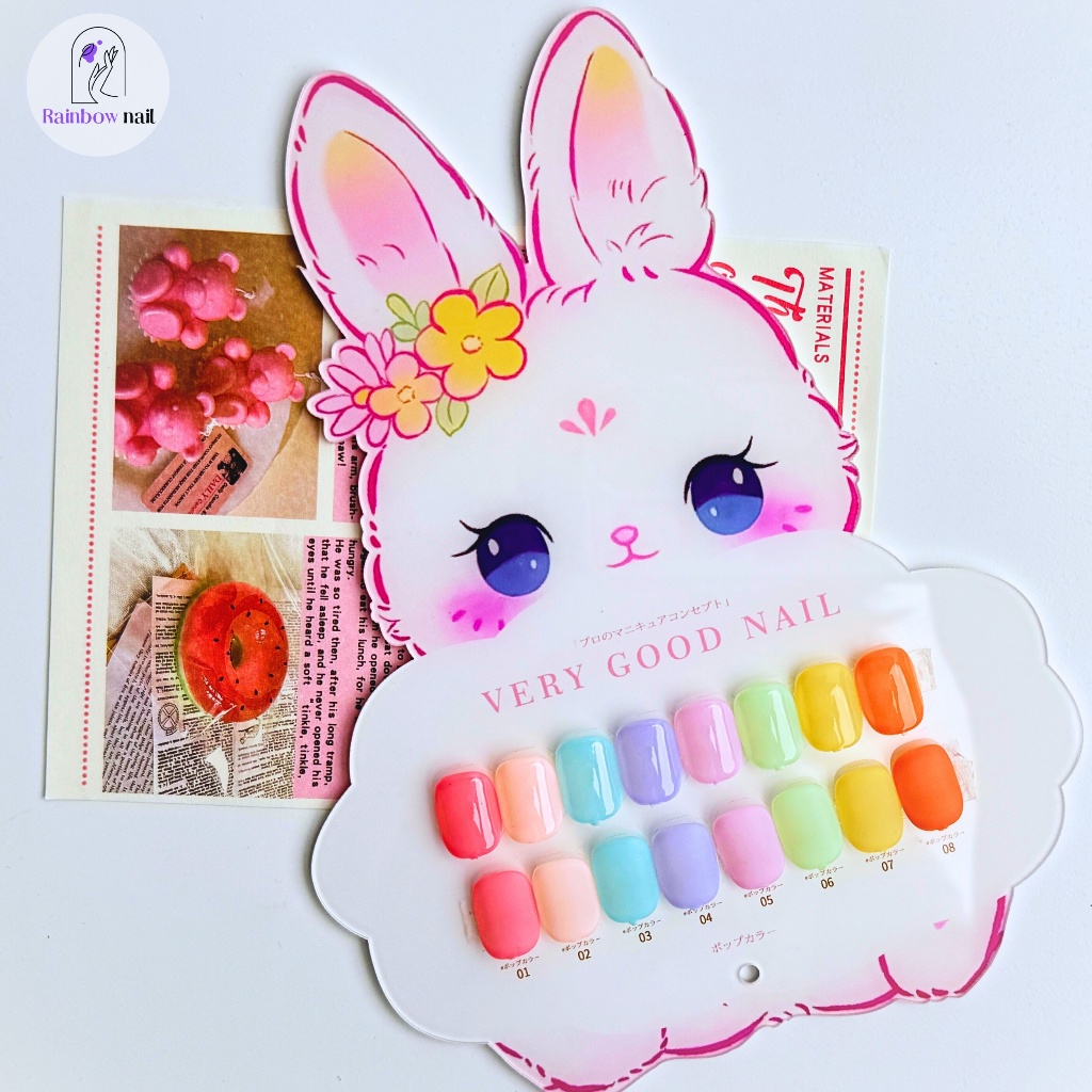 พาสเทล สีเจล ไซรัป โทนพาสเทล ชุดเล็ก 8สี ขนาด แถม ชาร์ทสี สีไซรัปเจลลี่พาสเทล ชาร์ตนุ้งกระต่าย