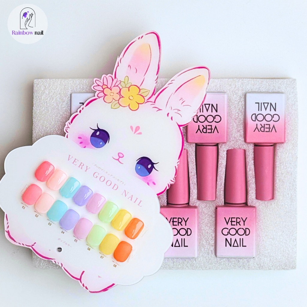 VERY GOOD NAIL 8 สี ชุดยาทาเล็บเจลสีลูกกวาด สีอิ่มตัว แจกฟรีชาร์ตสีกระต่ายน่ารักพร้อมจัดส่งทันที