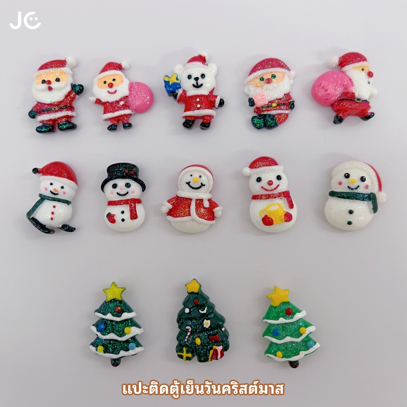 Santa Snowman สติ๊กเกอร์ติดตู้เย็นต้นคริสต์มาสคริสต์มาส 3D แม่เหล็กตกแต่งขนาดเล็ก
