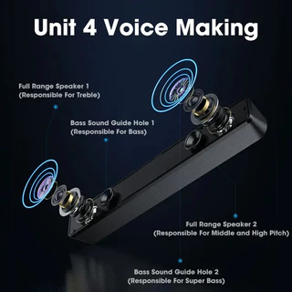 PC Soundbar ลําโพงแบบมีสาย USB เบสหนักแน่นซับวูฟเฟอร์ Boom Box Surround สําหรับทีวีแล็ปท็อป Home