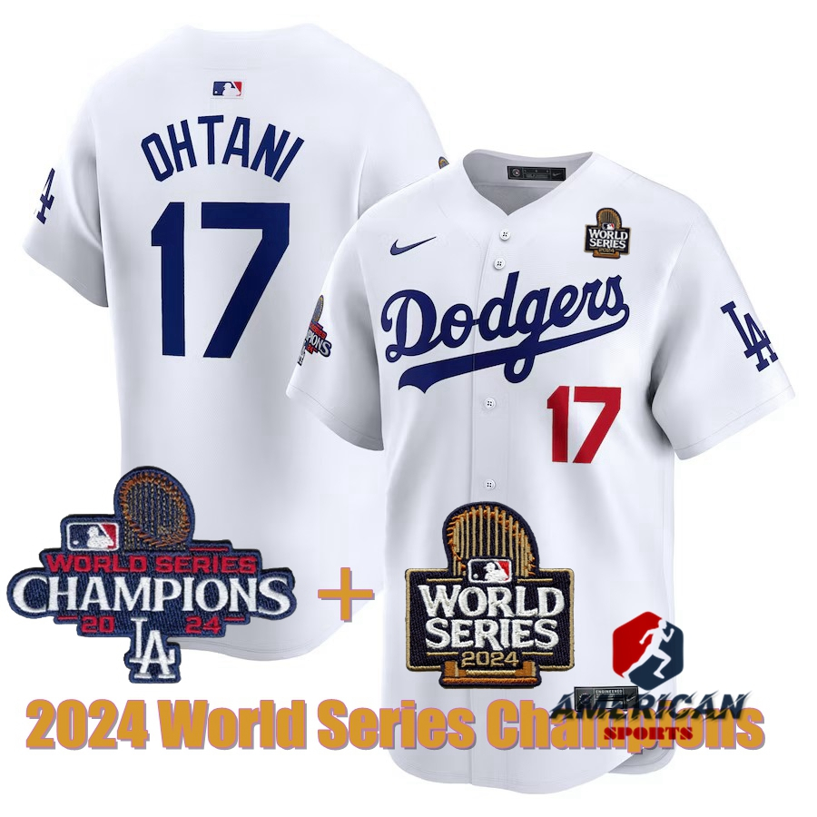 เสื้อเบสบอล MLB Jersey 2024 World Series Champions Los Angeles Dodgers Shohei Ohtani White Home สําหรับผู้ชาย