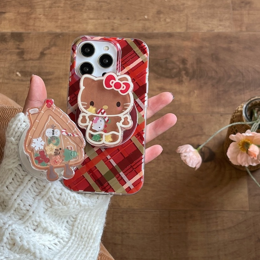 เคสโทรศัพท์ เข้ากันได้กับ iPhone 16Promax 16 16Pro 15promax 15 Pro 14 13 14promax Classic red checkคลาสสิกตรวจสอบสีแดง ฝาครอบแม่เหล็ก IMD สองชั้นพร้อมขาตั้งแหวนแม่เหล็กสั่น