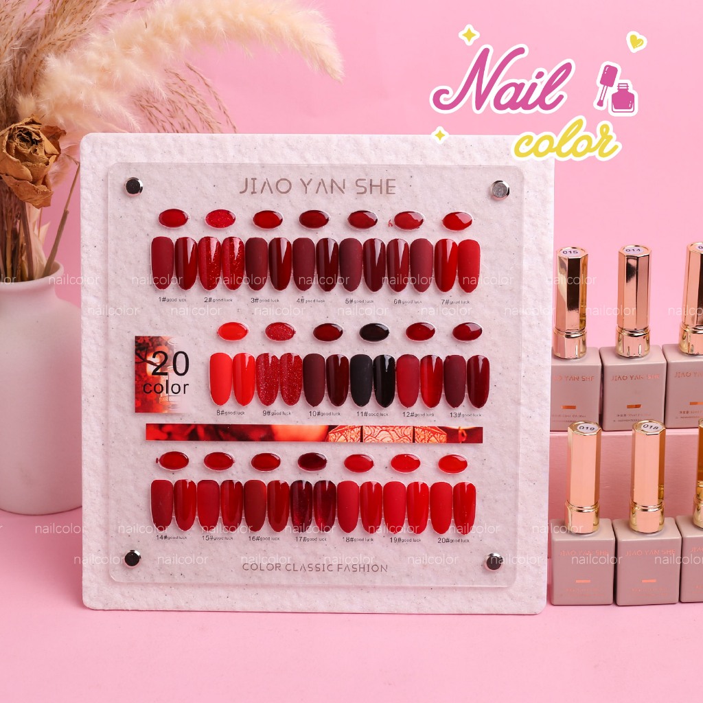 JYS ใช่ สินค้าใหม่20สีปีใหม่สีแดงสีขาวอารมณ์ไวน์แดงชุดแต่งเล็บยาทาเล็บกาวชุด (JIAO YAN SHE)