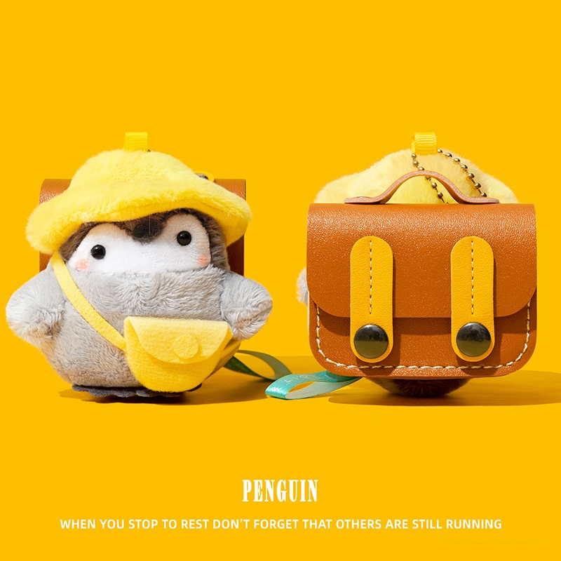 Plush Penguin เคสหนังป้องกันสําหรับ AirPods 4/Pro 2/2gen