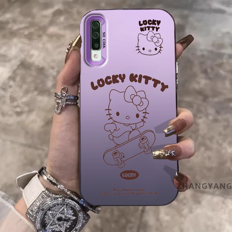 SAMSUNG สําหรับsamsung A50 A50s A30s A7 2018 A750 ซิลิโคนMatteวัสดุเคสโทรศัพท์ความงามการ์ตูนออกแบบใหม่แมวรูปแบบTPU soft case