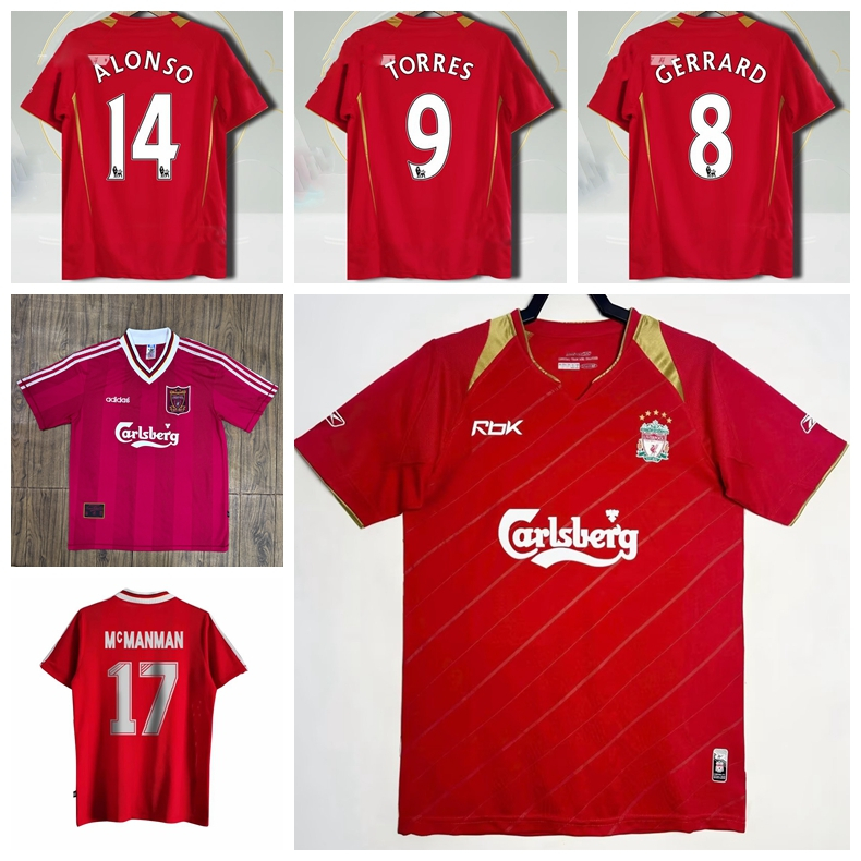 1995-96 2005-06 ฤดูกาล Liverpool Retro Home Jersey ฟุตบอล Fower McManaman Gerrard Torres Alonso Carr