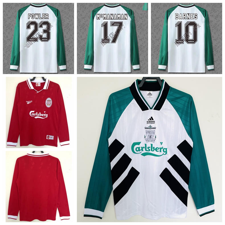 1993-95 96-97 Season Liverpool Retro Home Away เสื้อแขนยาว Fowler McManaman Barnes เสื้อฟุตบอล