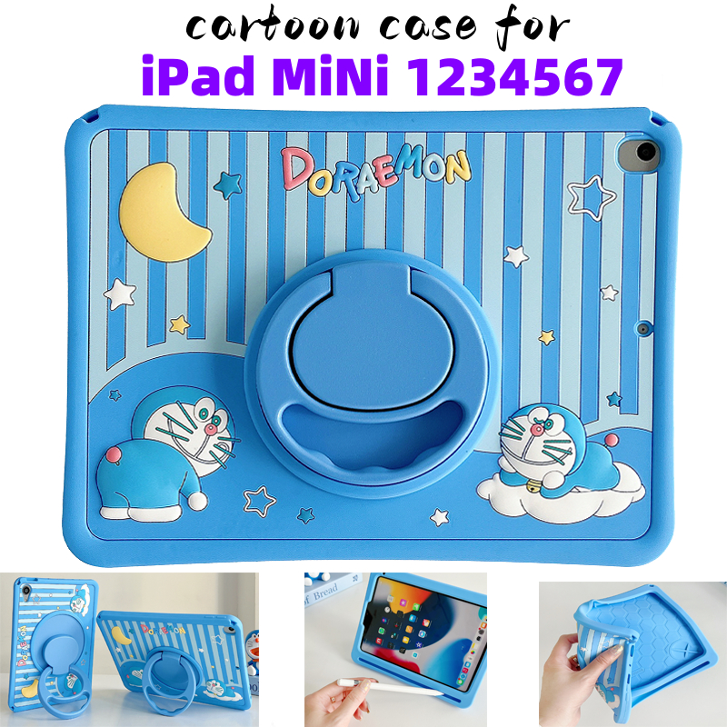 สําหรับ ไอแพด มินิ 1 2 3 4 5 6 7 กรณีแท็บเล็ต 7.9 8.3 นิ้วการ์ตูนน่ารักซิลิคอนกันกระแทกยืนป้องกันปกด้วยช่องเสียบปากกา