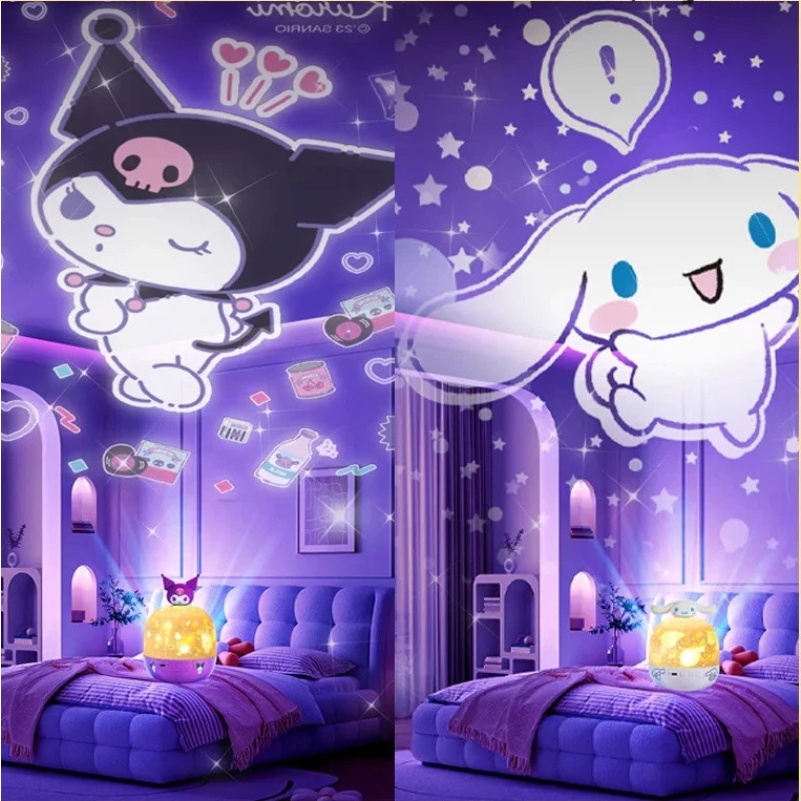 Sanrio Kuromi Starry Sky Projection Light ของขวัญวันเกิดสาว Cinnamoroll กล่องดนตรีเพลง Starry Sky Light Night Light