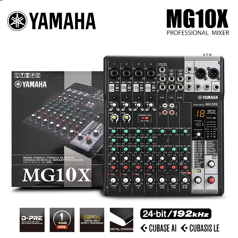 Yamaha MG10X Mixer Analog Mixer, 10 Channels, SPX Reverb Effects, Professional Stage Mixer