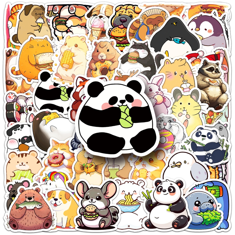 ตลก 50 ชิ้นน่ารักอ้วนสัตว์สติกเกอร์กันน้ํา ทําเอง สําหรับเคสโทรศัพท์แล็ปท็อปสติกเกอร์รถสร้างสรรค์บ้าน รูปลอก