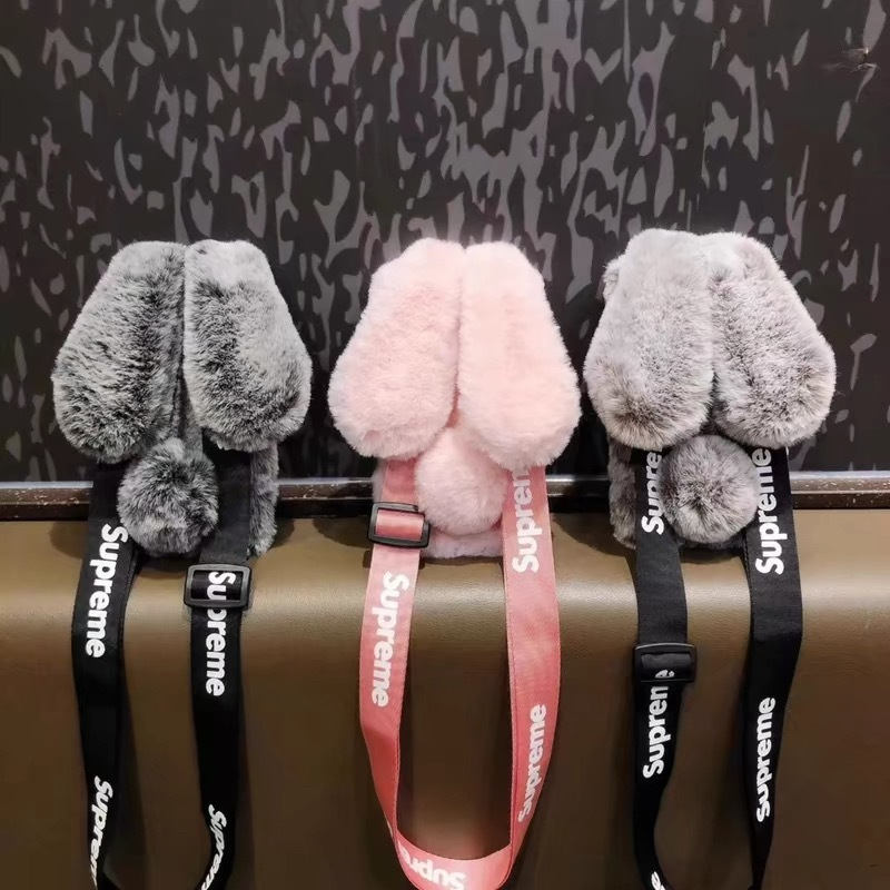 ตุ๊กตาหูกระต่ายน่ารักพร้อมเคสโทรศัพท์tpuพร้อมหนังเชือกมือเข้ากันได้สําหรับiphone 16PROMAX 15promax 15plus 14 12 11 Pro max xsmax XR X XS 7 8PLUS