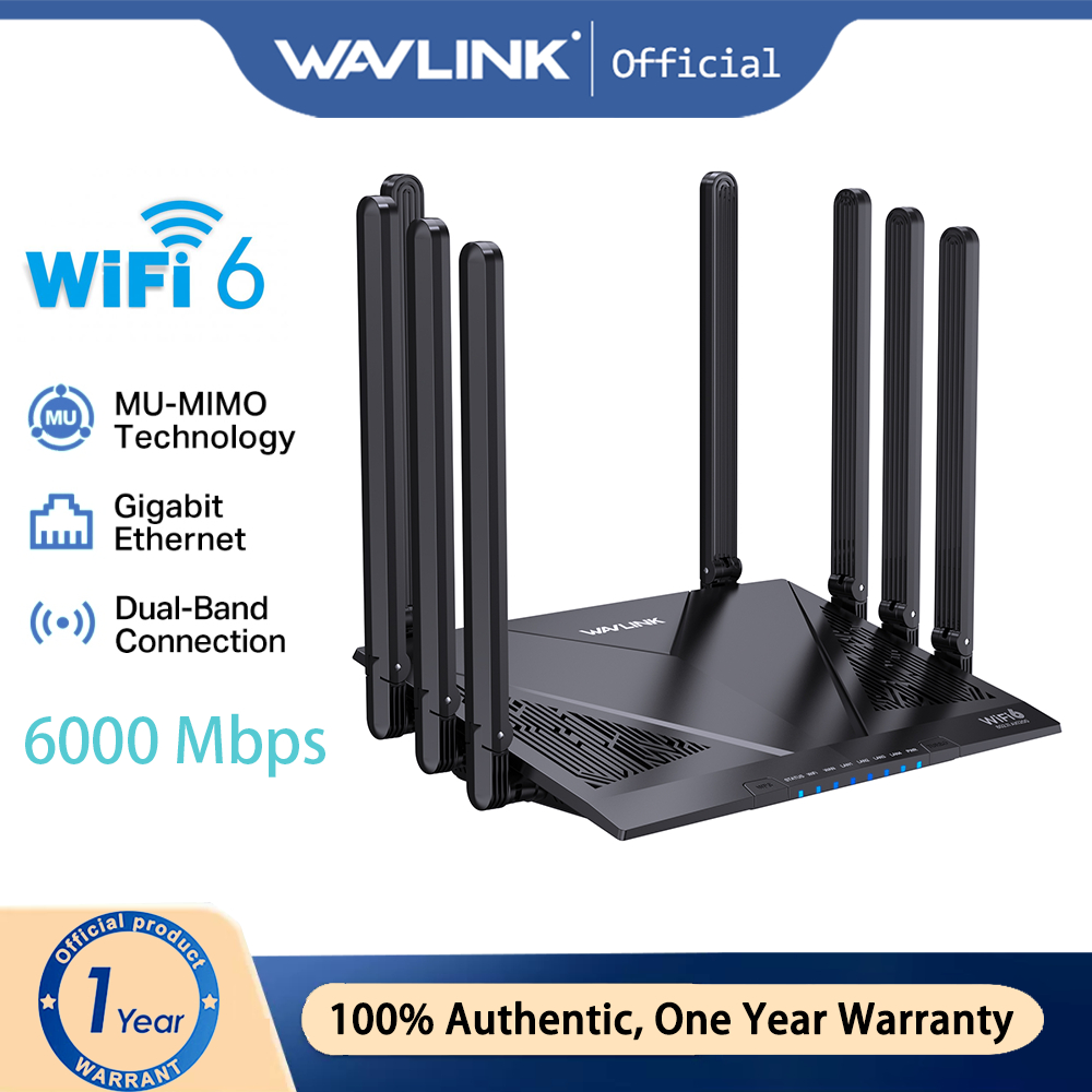 Wavlink AX6000 Wi-Fi 6 Router, Dual Band Gaming Router พร้อม 2.5Gbps WAN, 4 x 1000Mbps, รองรับทุกสิ่งตาข่าย/เราเตอร์/AP/Reapter Mode สําหรับ Home WiFi, OpenVPN & Wire,Guard