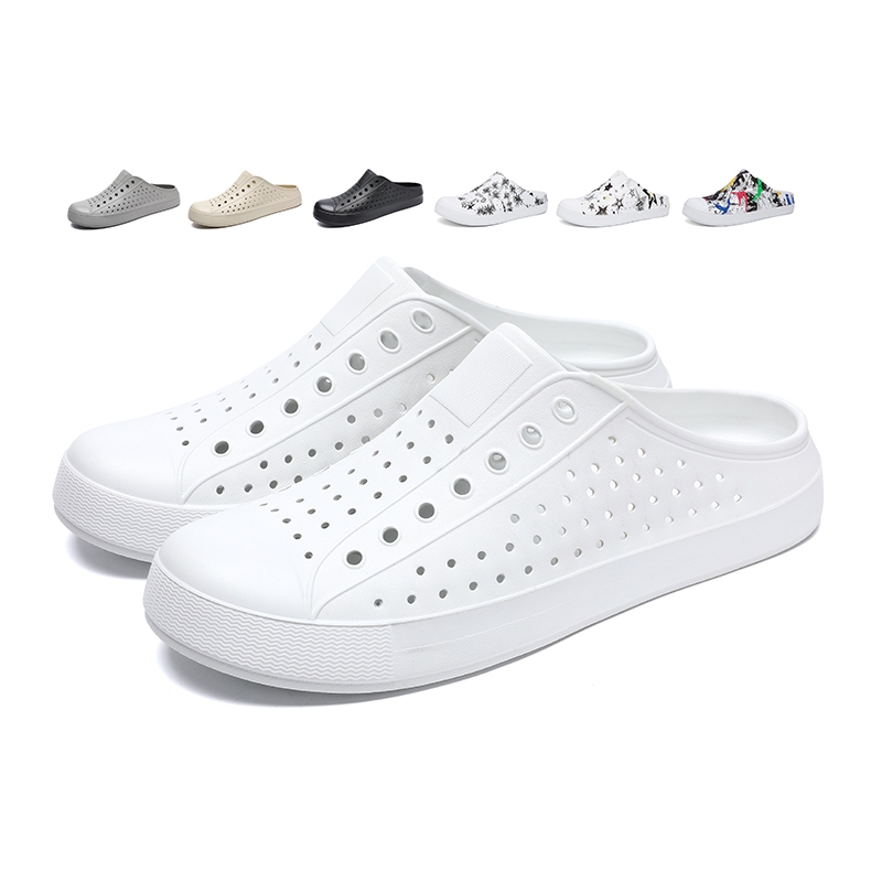 สไตล์น้ําหนักเบาชายรองเท้าแตะกันน้ํารองเท้าแตะขนาดใหญ่ ญี่ปุ่นเกาหลีใต้สุดฮิตรองเท้าหลุมกันลื่นนุ่มถามสบายรองเท้าแตะกันน้ําเวอร์ชั่นเกาหลีคู่รองเท้าแตะแบนสบายๆระบายแห้งเร็วครึ่