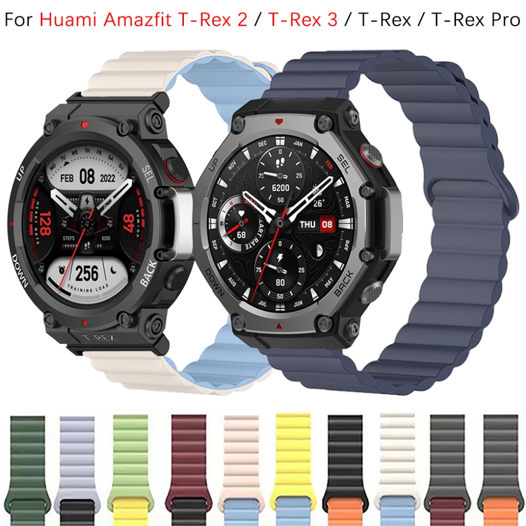 สายรัดห่วงแม่เหล็กสําหรับสร้อยข้อมือ Huami Amazfit T-Rex 2 / T-Rex 3 / T-Rex Pro / T-Rex สายรัดซิลิโคนอ่อนนุ่ม