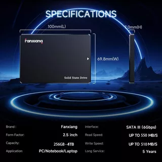 Fanxiang S101Q SSD SATA III 2.5′′ 256GB 512GB 1TB QLC Solid State Drive for PC Laptops