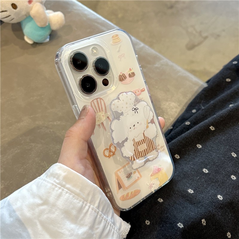 Iphone 16 Pro max 15 Pro max ขนมปังเชฟ ลายลูกสุนัข วัสดุ TPU IMD craft เคสโทรศัพท์พิมพ์สองชั้น