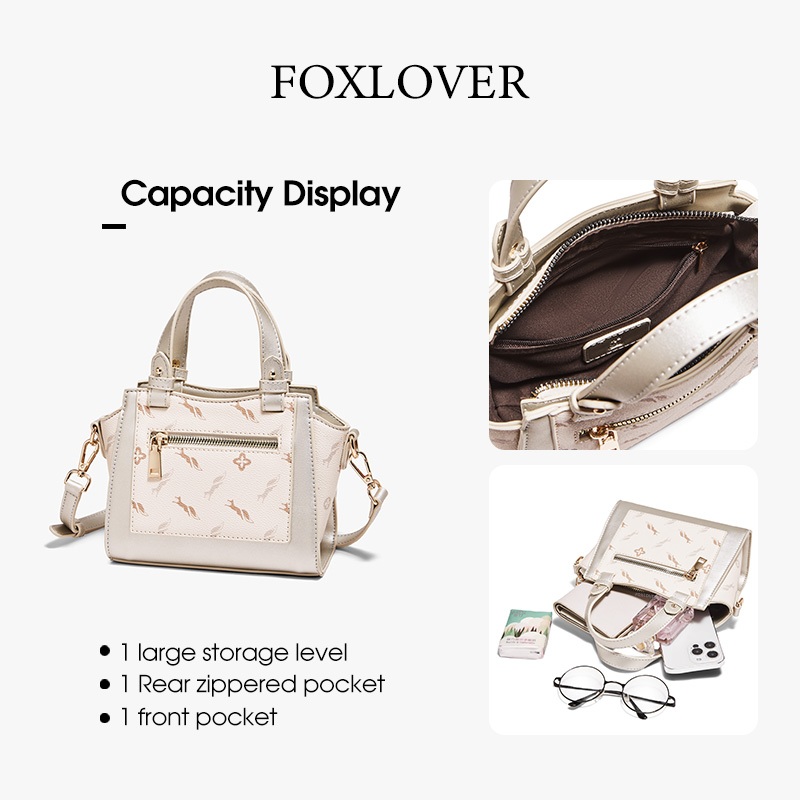 FOXLOVER กกระเป๋าถือสตรี แฟชั่น การพิมพ์ มีสามสีให้เลือก กระเป๋าหนัง