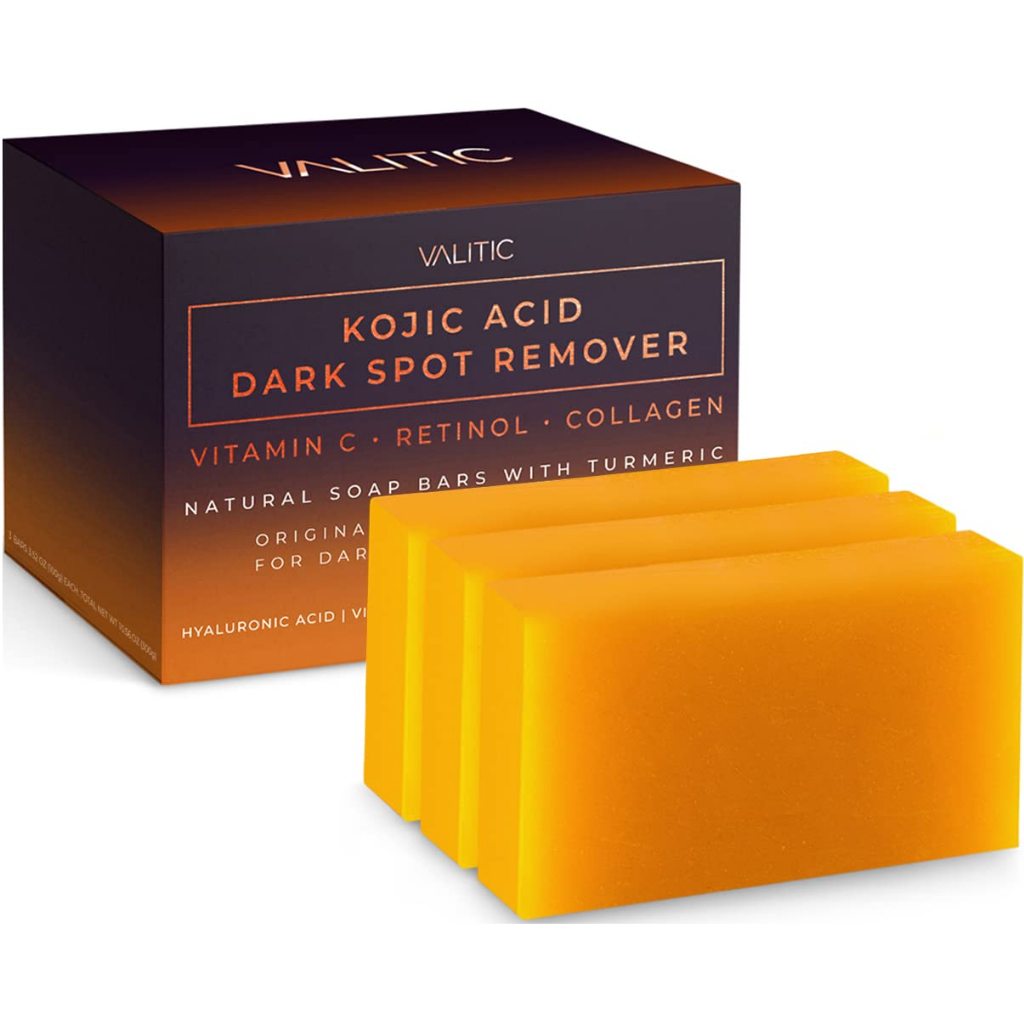 Valitic Kojic Acid Dark Spot Remover Soap Bars with Vitamin C, Retinol, Collagen, Turmeric - Original Japanese Complex Infused with Hyaluronic Acid, Vitamin E, Shea Butter, Castile