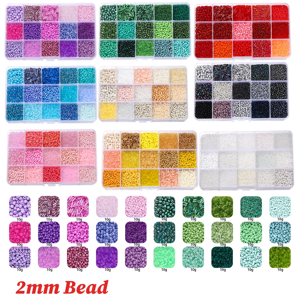 St.kunkka 15ตารางที่มีสีสันข้าวลูกปัดชุด 2mm ลูกปัดทรายตุ๊กตาบาร์บี้ลูกปัดสีชมพูสําหรับเครื่องประดับ ทําเอง ชุดสร้อยข้อมือสร้อย