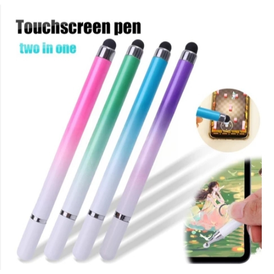 2in1 ปากกาไอแพด ไล่ระดับสี Dual Head Touch Pen แท็บเล็ตมือถือปากกาเขียนด้วยลายมือแก้ไขภาพวาดปากกา Capacitive