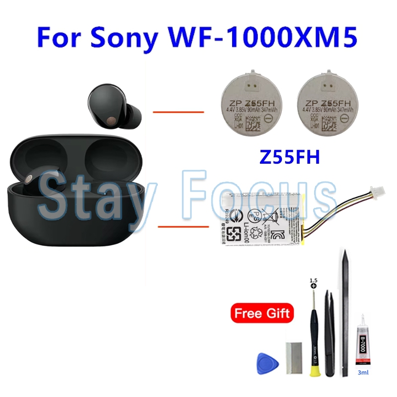 2 ชิ้น/ล็อตสําหรับ ZeniPower Z55FH แบตเตอรี่ความจุสูง 90mAh สําหรับ Sony WF-1000XM5 1000 XM5 หูฟังบล