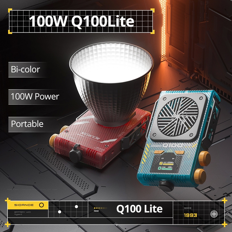 Sidande 100W Bi-color Quantum Series Q100 Lite ถ่ายภาพกลางแจ้งแบบพกพาเติมแสงสปอตไลท์แสงสด
