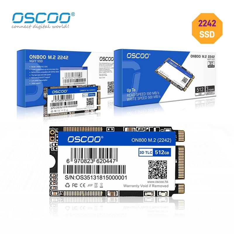 OSCOO 3D TLC NAND แฟลช 1TB 2242 M.2 NGFF SATA SSD DRAM Less Low Power ภายในประสิทธิภาพสูง SSD