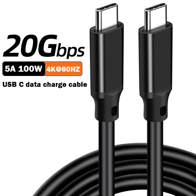 Type-c สายเคเบิลข้อมูล 20G ความเร็วสูง dual ชาย USB-C USB3.2 ชาย 4K สายโปรเจคเตอร์ 100W 5A