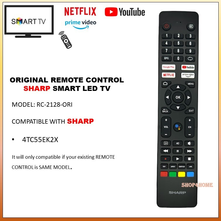 REMOTE SHARP เสียง SMART TV ANDROID TV LED TV 2TC32EG2X 2TC42EG2X ANDROID TV 4TC55EK2X