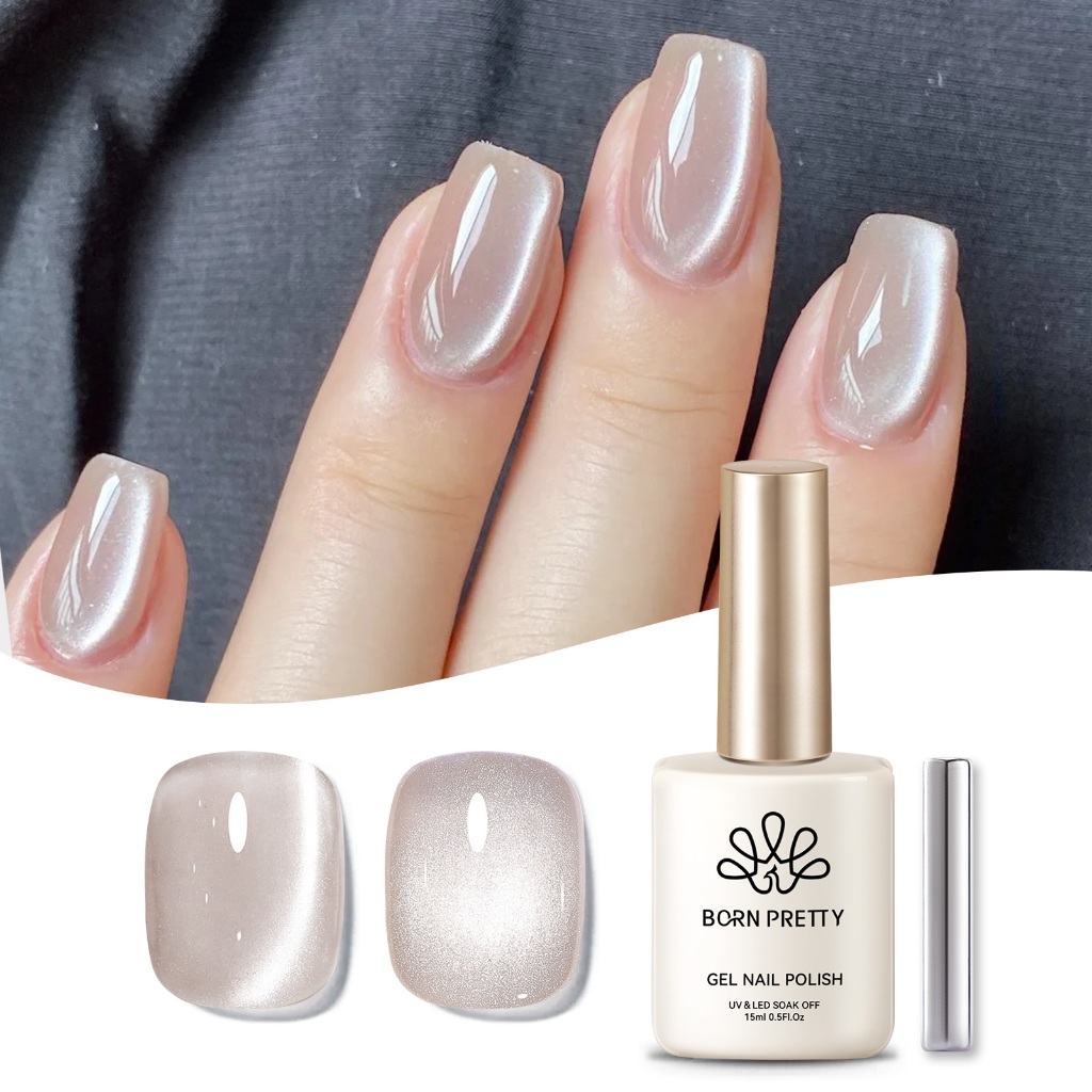 BORN PRETTY Moonlight Cat Eyes Magnetic Nail Gel Polish Nude Color Shining กึ่งถาวร UV Gel