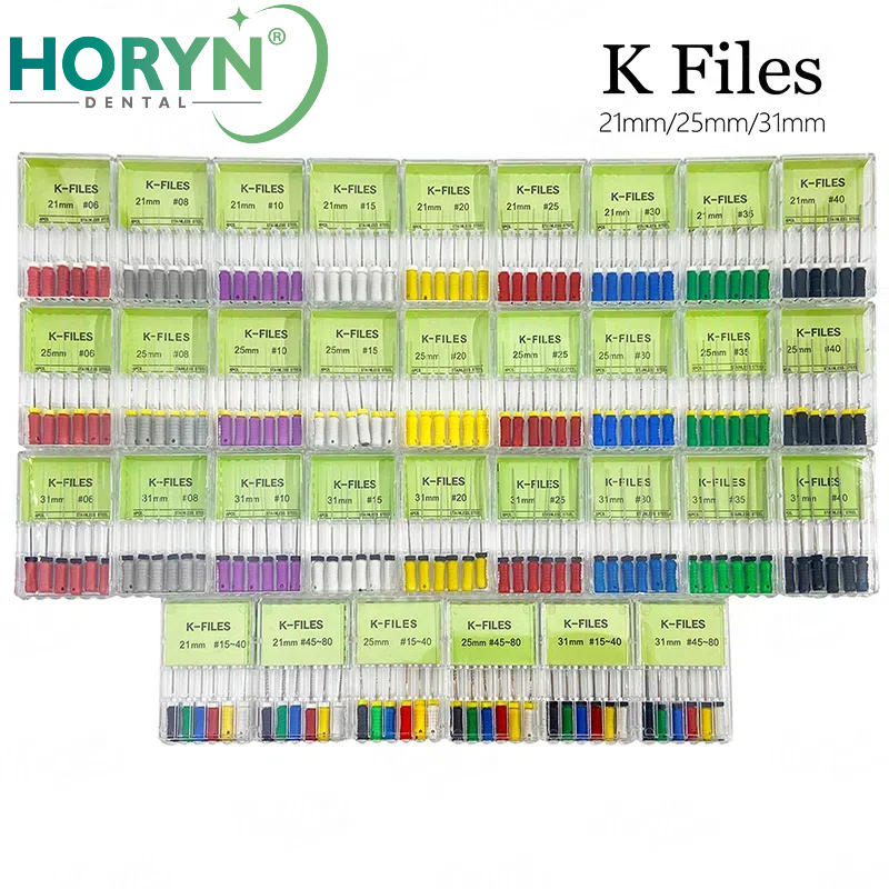 เครื่องมือทันตกรรม Root Cannal Endo K แฟ้ม 21 มม.25 มม.31 มม.สแตนเลส Endodontic เครื่องมือทันตแพทย์ทันตกรรม Odontologia