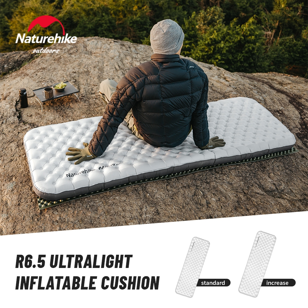 Naturehike 6.5 R ค่า Inflatable Mat 10 ซม.หนา Ultralight เต็นท์พับได้ Sleeping Pad Outdoor Camping Moisture-proof Mat