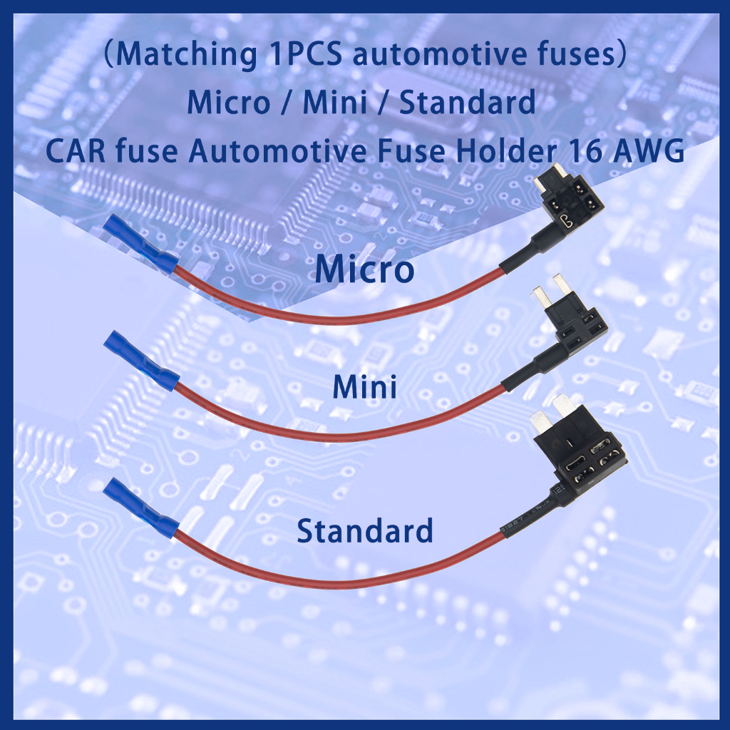 (จับคู่ฟิวส์รถยนต์ 1 ชิ้น) ฟิวส์ Micro / Mini / Standard CAR ตัวยึดฟิวส์รถยนต์ 16 AWG