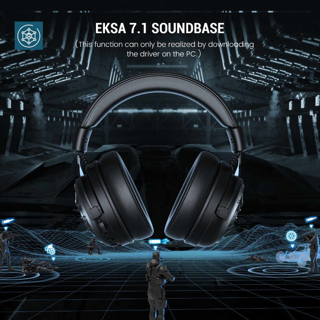 Eksa E5000 BT PC หูฟังไร้สาย 2.4GHz ชุดหูฟังสําหรับเล่นเกมบลูทูธพร้อมไมโครโฟนตัดเสียงรบกวน ENC