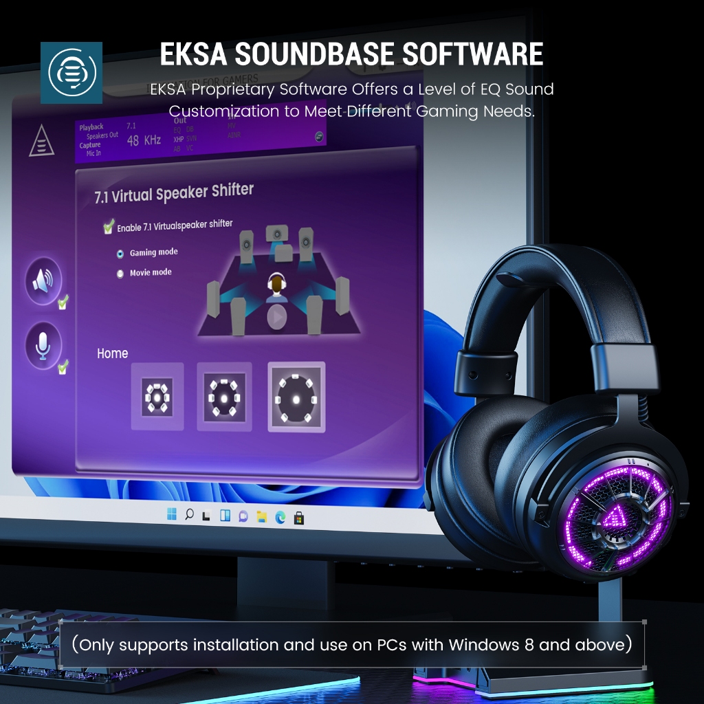 Eksa E5000 BT PC หูฟังไร้สาย 2.4GHz ชุดหูฟังสําหรับเล่นเกมบลูทูธพร้อมไมโครโฟนตัดเสียงรบกวน ENC
