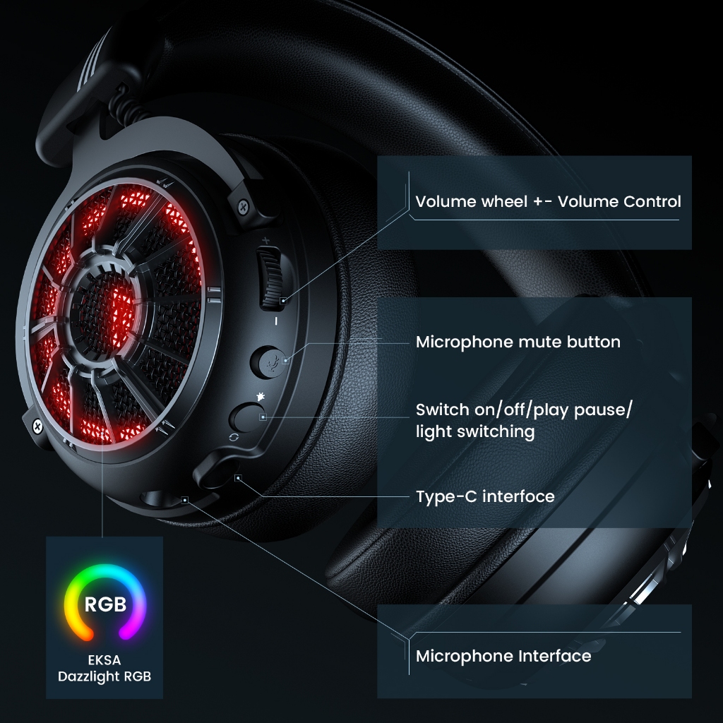 Eksa E5000 BT PC หูฟังไร้สาย 2.4GHz ชุดหูฟังสําหรับเล่นเกมบลูทูธพร้อมไมโครโฟนตัดเสียงรบกวน ENC