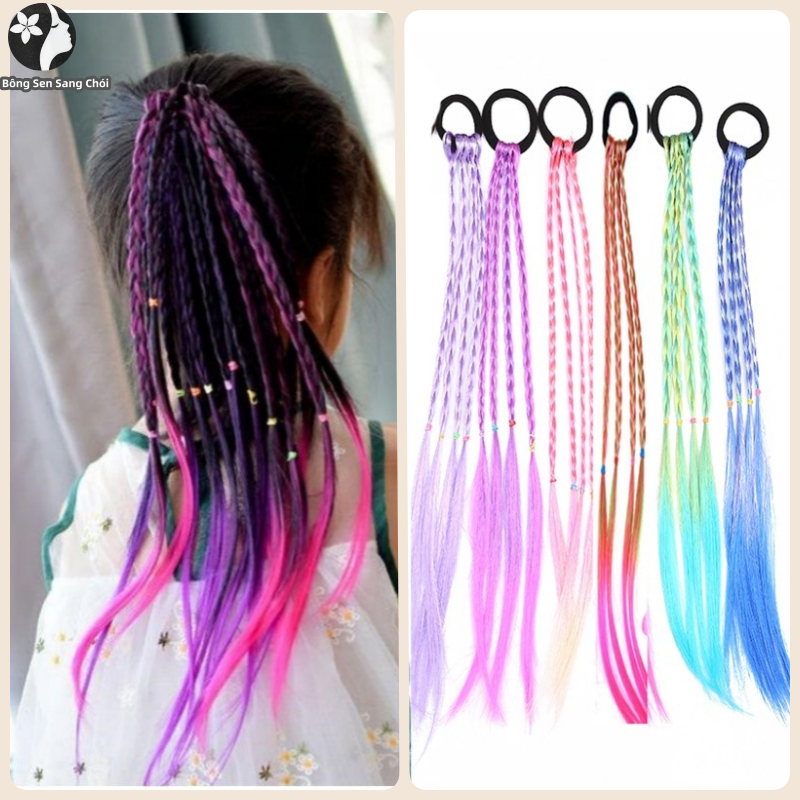 หม่ เด็กผู้หญิง ที่มีสีสัน วิกผมหางม้า เครื่องประดับ ผม ยางรัดผม ความงาม 1 ชิน