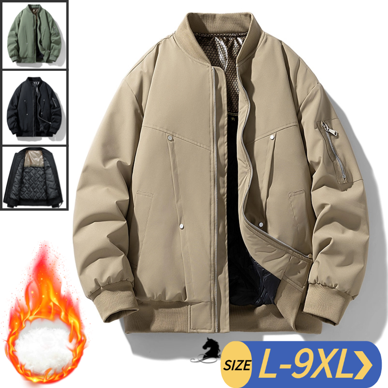 L-9xl Windproof กันน้ําเบสบอล Collar หนา Warm Jacket Street Wear Plus Fat Plus ขนาด All-Match Stand Collar ฤดูหนาวแจ็คเก็ต