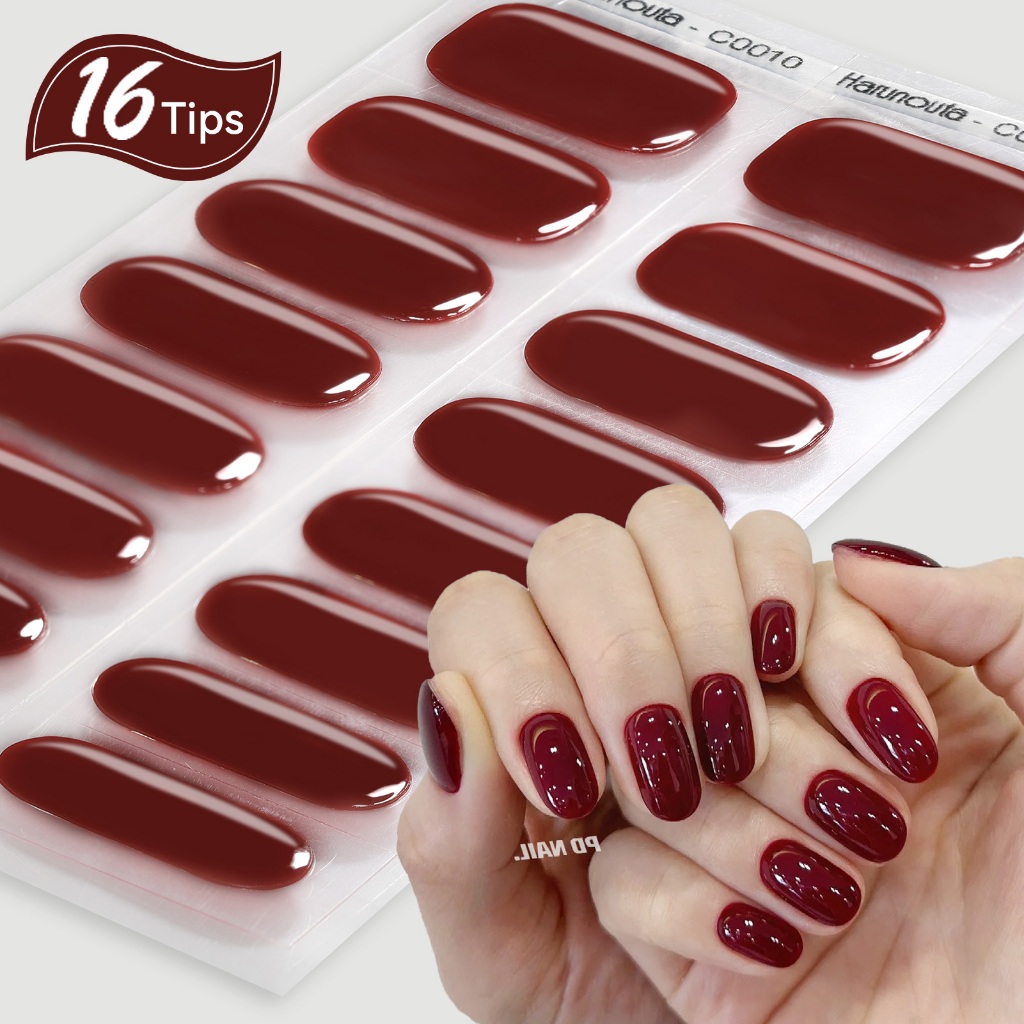 Harunouta 16 เคล็ดลับเจลเล็บสติกเกอร์กาว UV กันน้ํายาวนานคลุมทั้งหมดเจลเล็บ Wraps Patch Sliders